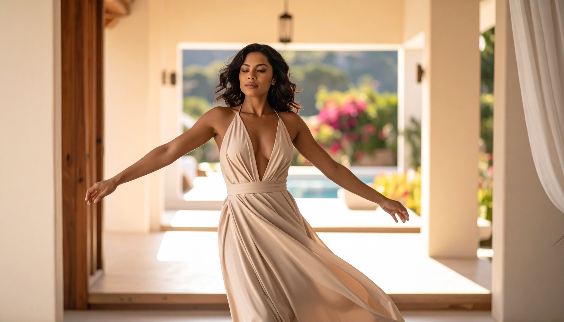 A woman at ease in a sunlit luxury retreat — the rhythm this deal makes possible